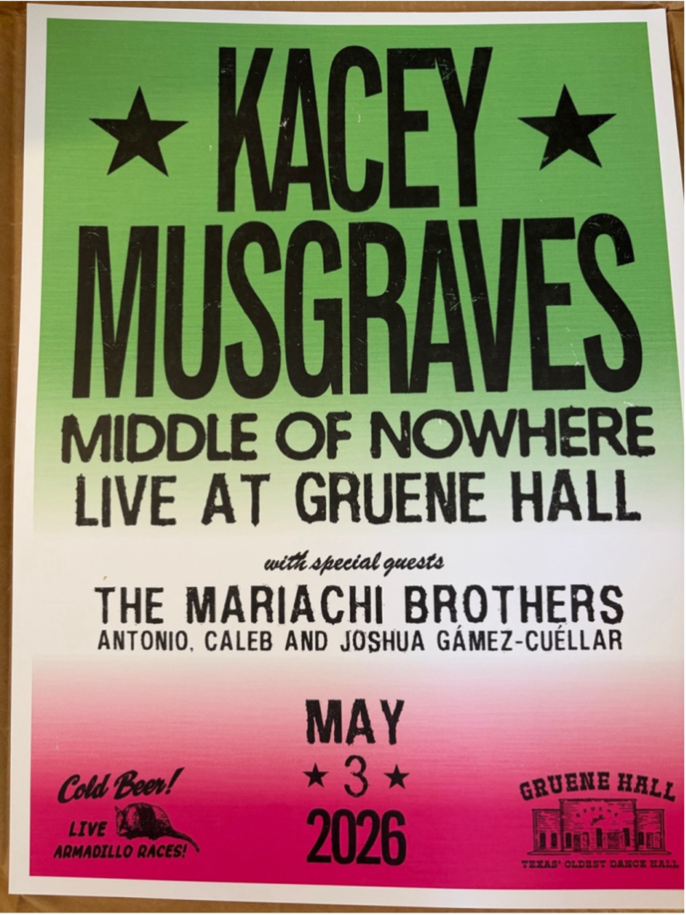 Kacey Musgraves 'Middle of Nowhere' May 3 Poster | Mint Condition | Original